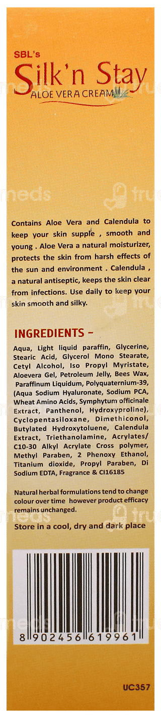 Sbl Silk N Stay Aloe Vera For Normal/Dry Skin Cream 100Gm